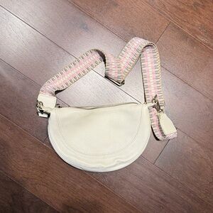 Anthropologie Cream Crossbody Bag with Multicolor Strap